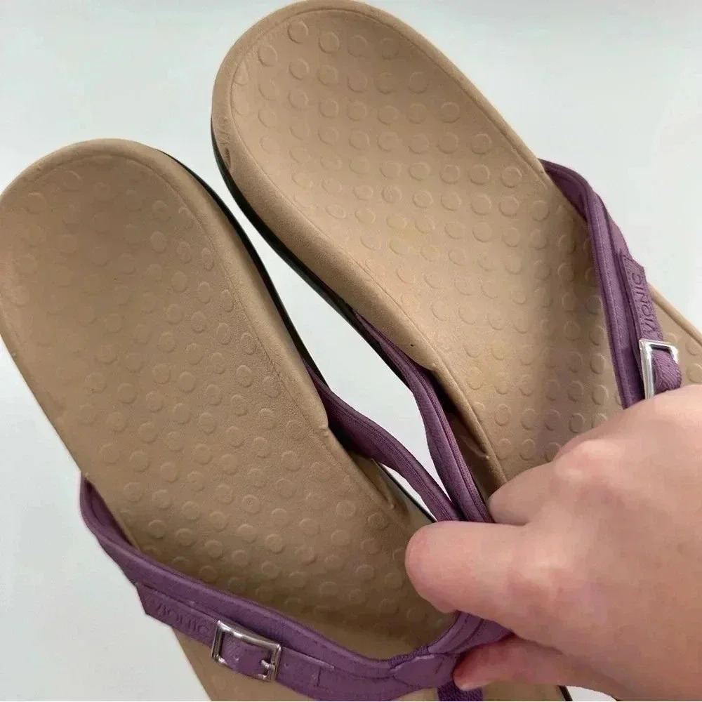 New Vionic Patty womens sandals size 10 42 purple canvas thong flip flops - Picture 12 of 14